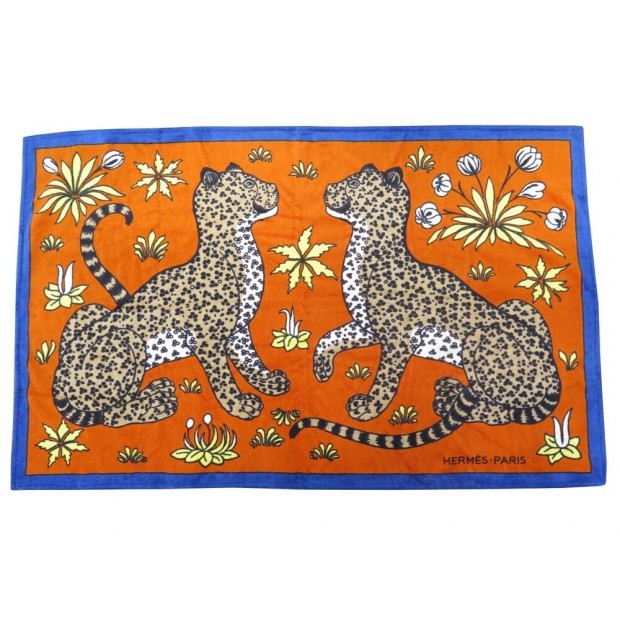 NEUF DRAP DE PLAGE HERMES LEOPARDS SERVIETTE DE BAIN 150X90 TAPIS TOWEL 475€