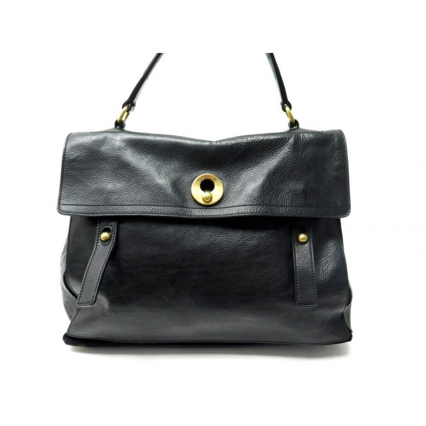 SAC A MAIN YVES SAINT LAURENT MUSE TWO GM 197146 CUIR GRAINE NOIR HAND BAG 1795€