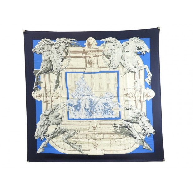 NEUF FOULARD HERMES LA FONTAINE DE BARTHOLDI RYBALTCHENKO CARRE SOIE SCARF 410€