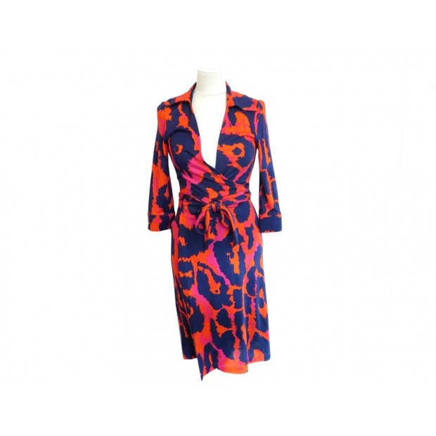 ROBE PORTEFEUILLE DIANE VON FURSTENBERG JUSTIN 36 S EN SOIE SILK WRAP DRESS 310€