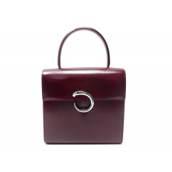 SAC A MAIN CARTIER PANTHERE EN CUIR BORDEAUX 1990 SIGLE PALLADIE PURSE BAG 1700€