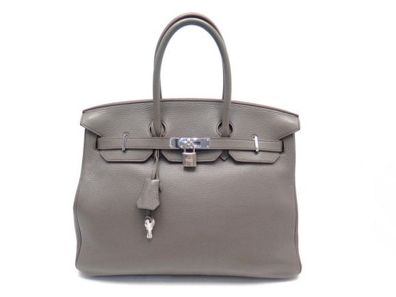 sac a main hermes birkin 35 cuir togo taupe acier