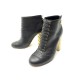 BOTTINES CHANEL G30906 PARIS-SALZBURG TALONS MATELASSES NOIR & DORE BOOTS 1300€