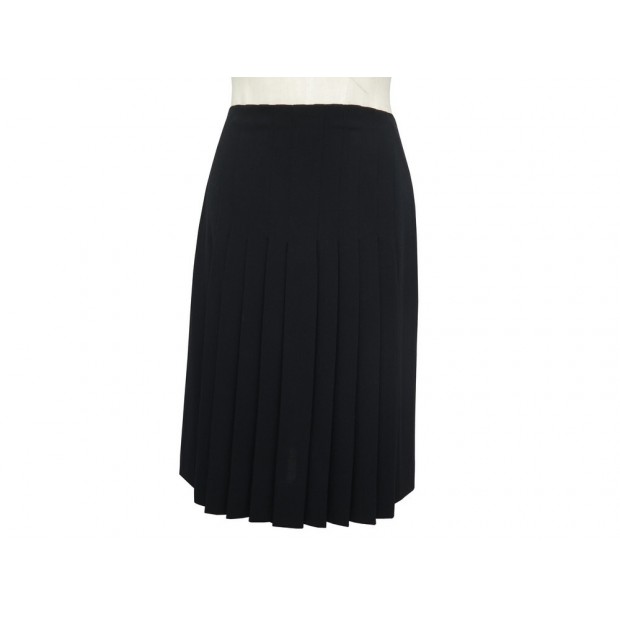 JUPE CHANEL PLISSEE NOIRE SOIE P21673W03166 38 M FOLDED BLACK SILK SKIRT 3100€