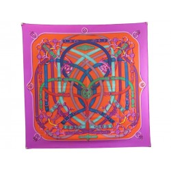 FOULARD HERMES CAVALCADOUR HENRI ORIGNY CARRE SOIE VIOLET BOITE SILK SCARF 410€