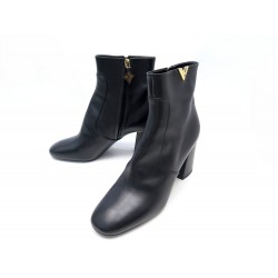 NEUF CHAUSSURES LOUIS VUITTON 40 BOTTINES CUIR NOIR NEW BLACK ANKLE BOOTS 1290€