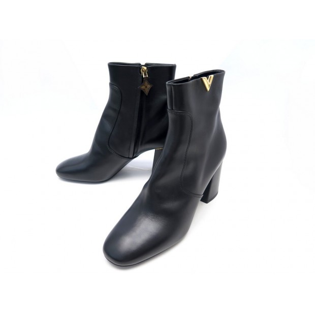 NEUF CHAUSSURES LOUIS VUITTON 40 BOTTINES CUIR NOIR NEW BLACK ANKLE BOOTS 1290€