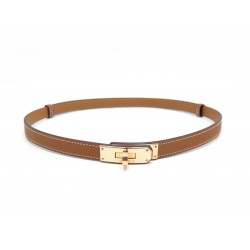 NEUF CEINTURE HERMES KELLY 18 EXTENSIBLE H069853CC37 CUIR GOLD 60 A 100 CM 750€