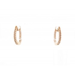 NEUF BOUCLES D'OREILLES DJULA CREOLES 1 CM OR JAUNE 18K & DIAMANTS EARRINGS 530€