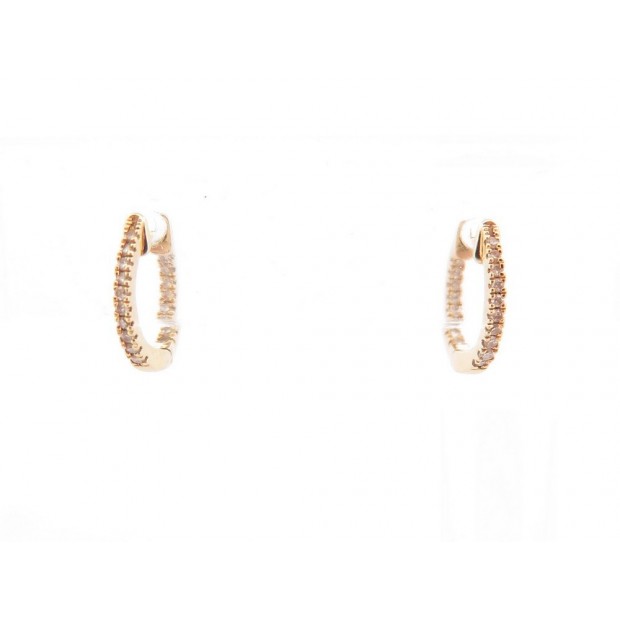 NEUF BOUCLES D'OREILLES DJULA CREOLES 1 CM OR JAUNE 18K & DIAMANTS EARRINGS 530€