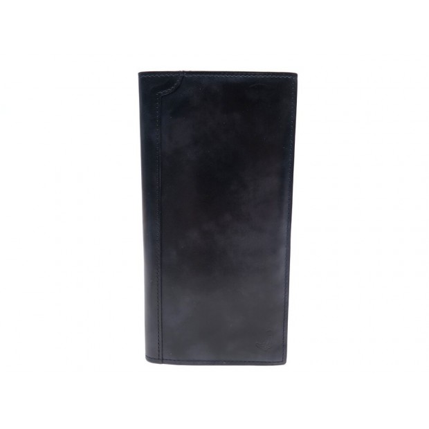 PORTEFEUILLE LONG JOHN LOBB CUIR PATINE NOIR PORTE CARTES WALL CARD HOLDER 535€