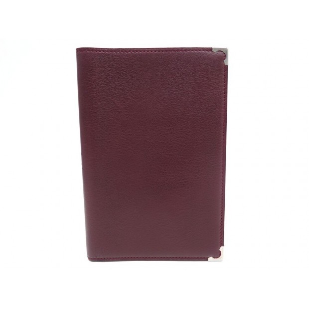 NEUF PORTEFEUILLE MUST DE CARTIER CUIR GRAINE BORDEAUX PORTE CARTES WALLET 495€