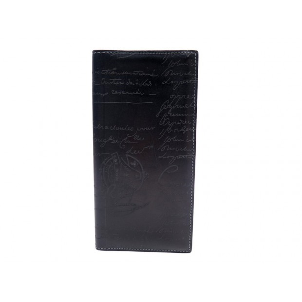 PORTEFEUILLE BERLUTI SCRITTO EN CUIR EBENE PORTE CARTES CARD HOLDER WALLET 730€