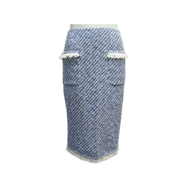 NEUF JUPE VUITTON EN TWEED BLEU ET BLANC TAILLE S 36 NEW BLUE SKIRT 1500€