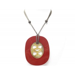 COLLIER HERMES PENDENTIF LIFT EN CORNE DE BUFFLE LAQUE ROUGE NECKLACE 290€