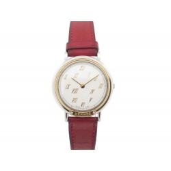 MONTRE HERMES METEOR ACIER & PLAQUE OR CUIR ROUGE STEEL GOLD PLATED WATCH 2805€