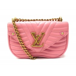 NEUF SAC A MAIN LOUIS VUITTON NEW WAVE CHAIN BANDOULIERE EN CUIR ROSE BAG 2000€