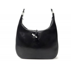 SAC A MAIN LONGCHAMP ROSEAU 30CM EN CUIR NOIR BLACK LEATHER HAND BAG PURSE 450€