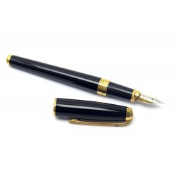 STYLO PLUME ST DUPONT OLYMPIO EN RESINE NOIR + ECRIN BLACK FOUNTAIN PEN 495€