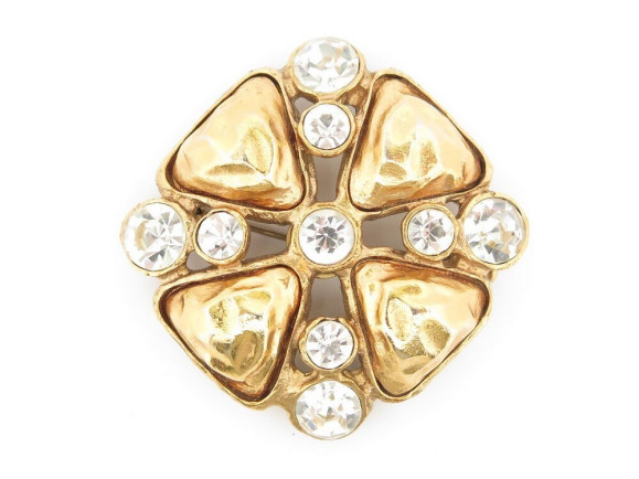  broche chanel trefle gripoix 5cm strass