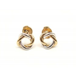 NEUF BOUCLES D'OREILLES POIRAY TRESSE 951030 OR BLANC & ROSE 2.9GR EARRINGS 990€