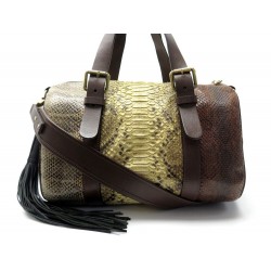 SAC A MAIN CHLOE SAM BOWLER BOWLING EN CUIR PYTHON MARRON LEATHER HAND BAG PURSE