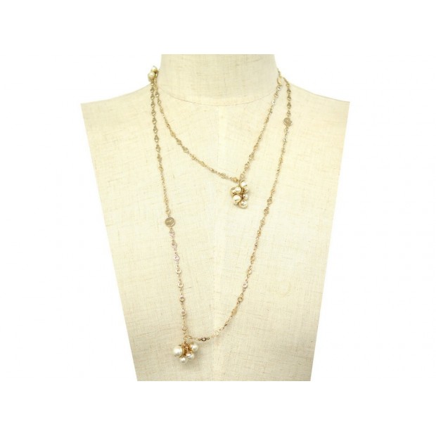 NEUF COLLIER DIOR SAUTOIR TRIBALES 120CM PERLES DORE M0459MIDRS NECKLACE 890€