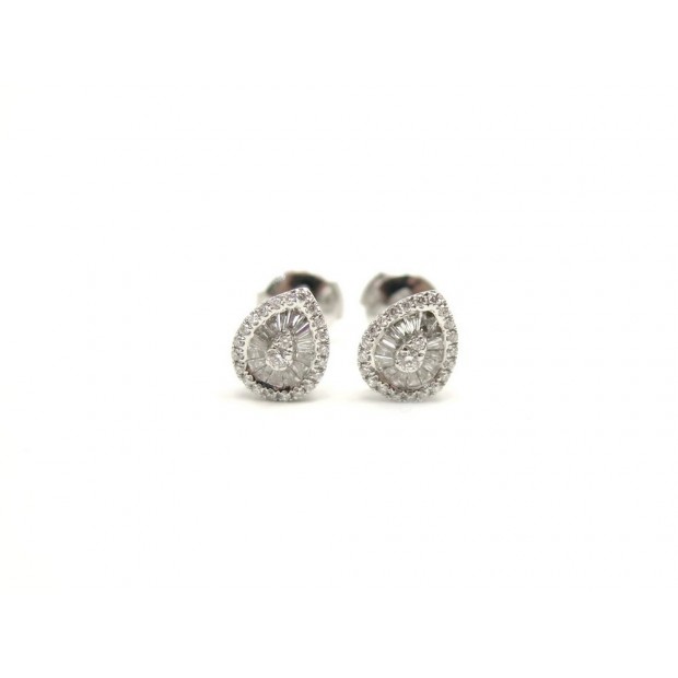 NEUF BOUCLE D'OREILLES DJULA DE10990-WG POIRE OR DIAMANTS 0.34CTS EARRINGS 1995€