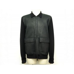 NEUF BLOUSON HERMES BLOUSON L 50 CUIR AGNEAU ET CACHEMIRE NOIR BLACK COAT 9000€