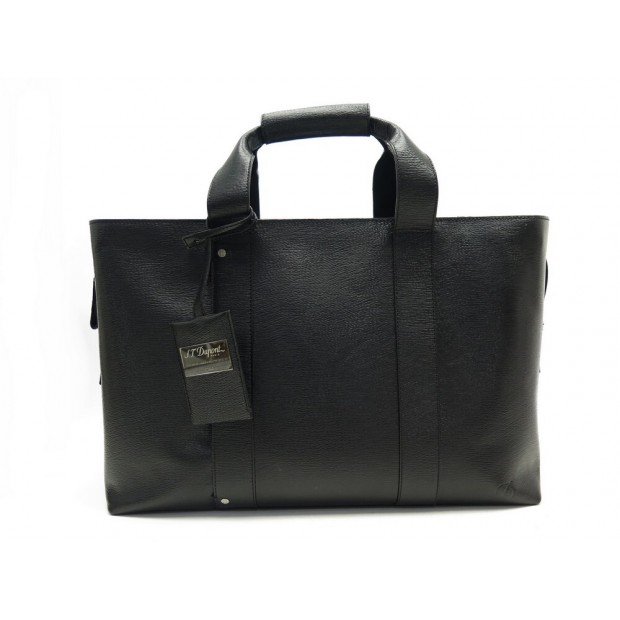 NEUF SACOCHE ST DUPONT 1442 CUIR GRAINE DIAMANT NOIR BANDOULIERE BRIEFCASE 900€