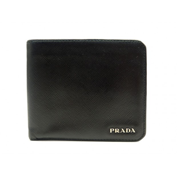 PORTEFEUILLE PRADA EN CUIR SAFFIANO NOIR PORTE CARTES BLACK LEATHER WALLET 460€