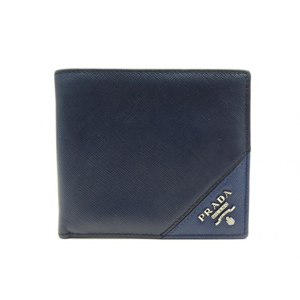 PORTEFEUILLE PRADA EN CUIR SAFFIANO BLEU MARINE PORTE CARTES LEATHER WALLET460