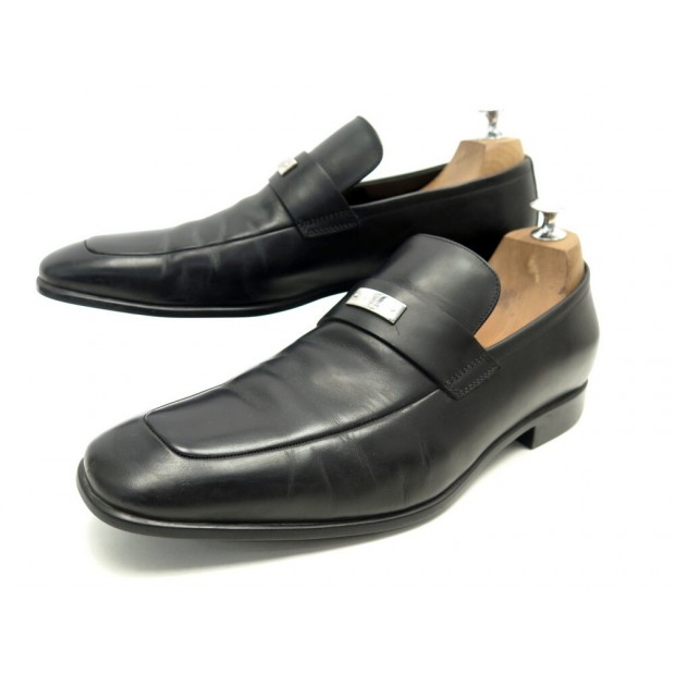 CHAUSSURES GUCCI FLORENCE MOCASSINS 41 IT 42 FR EN CUIR NOIR LOAFER SHOES 690€