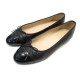 CHAUSSURES CHANEL BALLERINES LOGO CC G02819 39 CUIR NOIR BOITE FLAT SHOES 790€