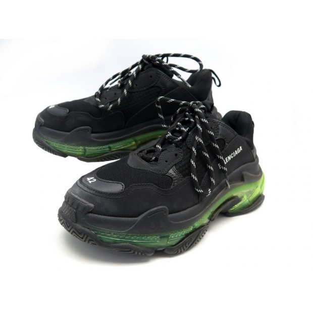 NEUF CHAUSSURES BALENCIAGA BASKETS TRIPLE S 541624 42 TOILE CUIR SNEAKERS 895€