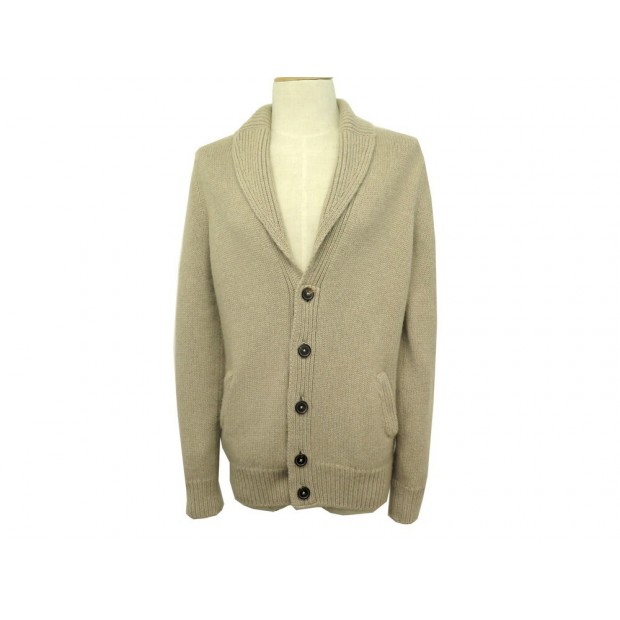 GILET HERMES CARDIGAN CACHEMIRE & ZIBELINE ET CUIR VEAU L 52 PULL JACKET 2500€