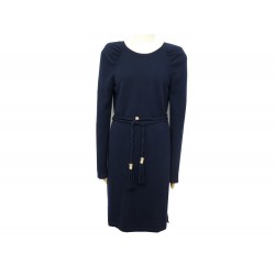 ROBE CHANEL P58213 CEINTURE M 40 EN CACHEMIRE BLEU CASHMERE DRESS BELT 6150€