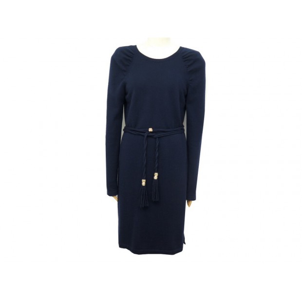 ROBE CHANEL P58213 CEINTURE M 40 EN CACHEMIRE BLEU CASHMERE DRESS BELT 6150€