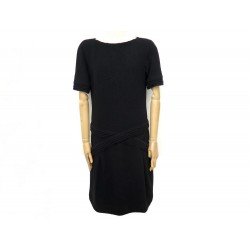 ROBE MANCHES COURTES CHANEL P44326 M 38 LAINE NOIR WOOL SHORT SLEEVE DRESS 4690€