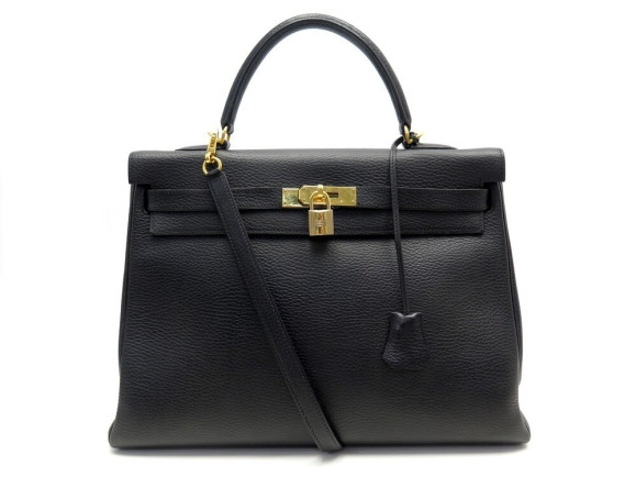 sac a main hermes kelly 35 retourne cuir graine noir