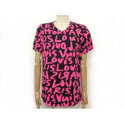 NEUF HAUT LOUIS VUITTON TSHIRT LEOPARD STEPHEN SPROUSE COTON ROSE NOIR TOP 690€