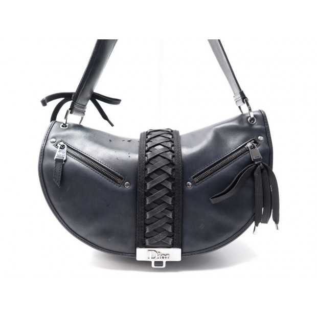 SAC A MAIN CHRISTIAN DIOR ADMIT IT LUNE CORSET LACETS CUIR NOIR HAND BAG 1100€