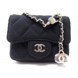 NEUF SAC A MAIN CHANEL CEINTURE TIMELESS EN TOILE MATELASSEE NOIRE BELT MINI BAG