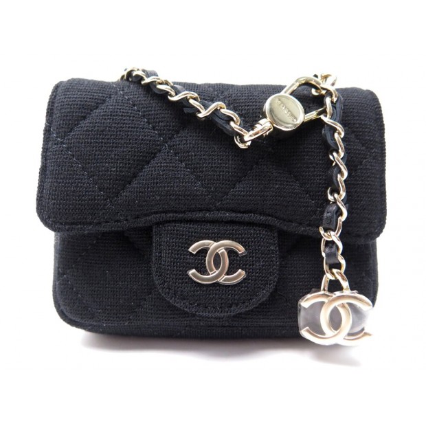 NEUF SAC A MAIN CHANEL CEINTURE TIMELESS EN TOILE MATELASSEE NOIRE BELT MINI BAG