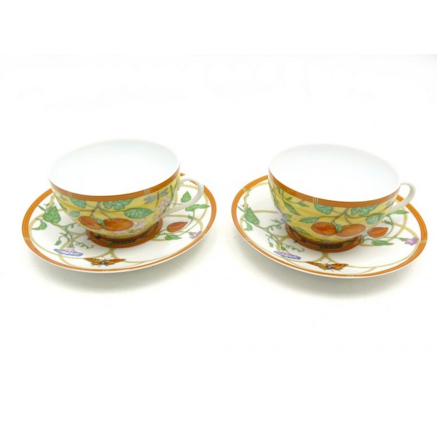 NEUF LOT 2 TASSES A DEJEUNER ET SOUCOUPES HERMES LA SIESTA PORCELAINE CUPS 540€