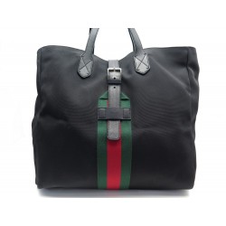 NEUF SAC A MAIN GUCCI 337069 SHERRY TOILE TECHNO NOIR CABAS TOTE HAND BAG 1350€