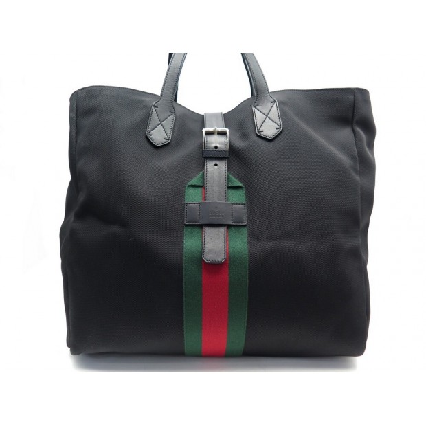 NEUF SAC A MAIN GUCCI 337069 SHERRY TOILE TECHNO NOIR CABAS TOTE HAND BAG 1350€