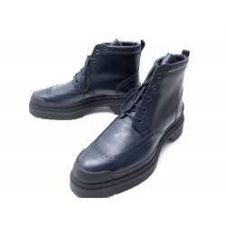 NEUF CHAUSSURES HERMES BOTTINES RANGERS 43 CUIR BLEU + BOITE CHUKKA BOOTS 1290€