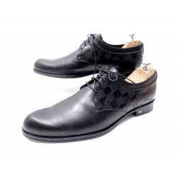 CHAUSSURES LOUIS VUITTON DERBY DAMIER 8.5 42.5 EN CUIR NOIR SAC BOITE SHOES 690€