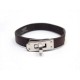 BRACELET HERMES KELLY CUIR GRAINE ET ACIER PALLADIE 15-20CM LEATHER BANGLE 480€